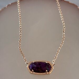 Kendra Scott Elise Gold Necklace with Deep Purple Stone